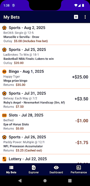 Betting Performance Tracker screenshot
